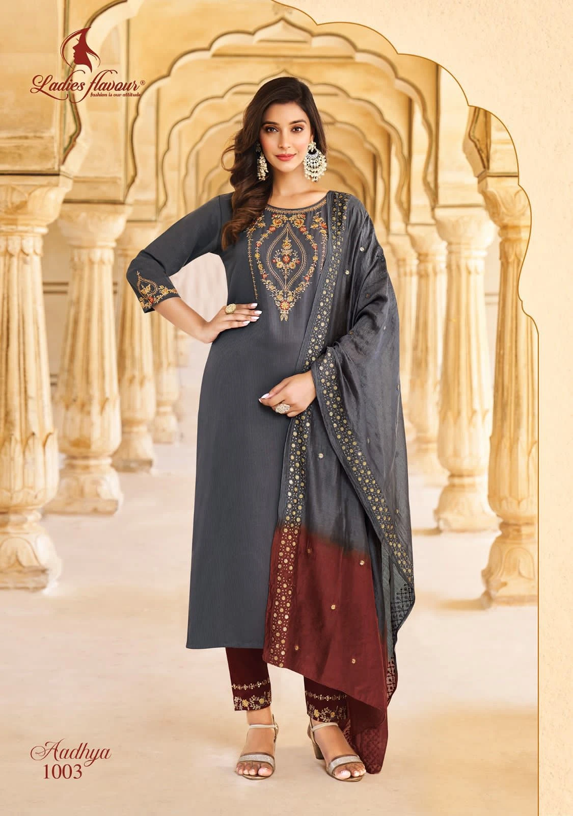 Ladies Flavour Aadhya Heavy Chinon Wholesale Readymade Salwar Suit Catalog — Wholesale Salwar Suits, MPA wholesale from Surat — view 4